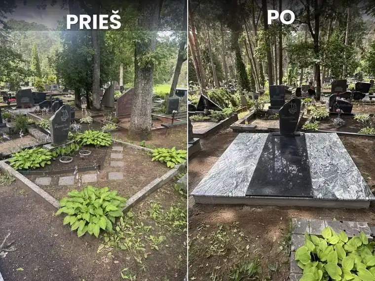 Kapavietės dengimas indiško granito plokštėmis