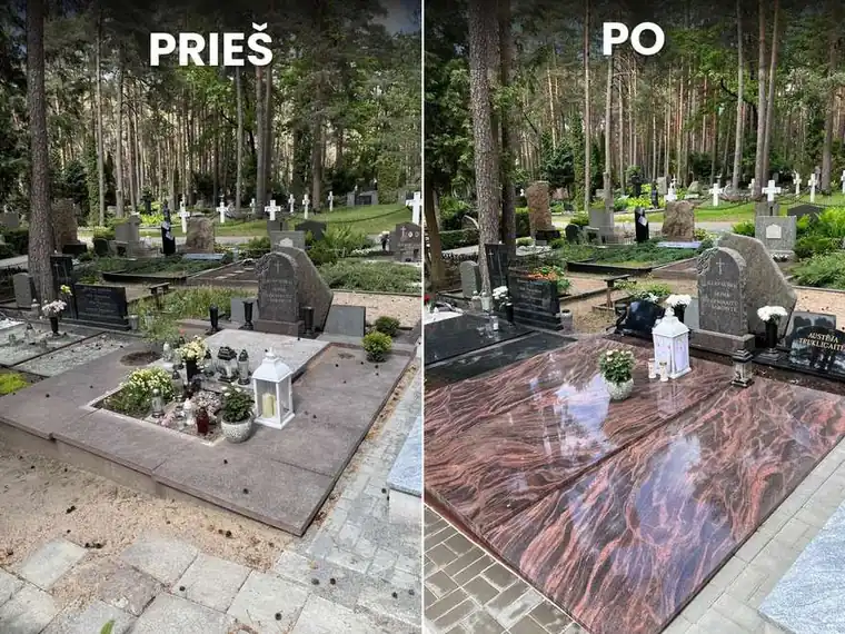 Kapavietės atnaujinimas rausvu granitu