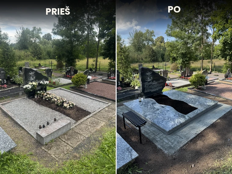 Kapavietės atnaujinimas su banguotu želdinių taku